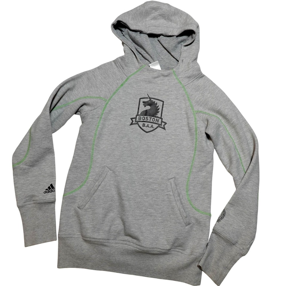 Boston Marathon Hoodie Sweatshirt Womens M Gray Running Adidas BAA 2011
